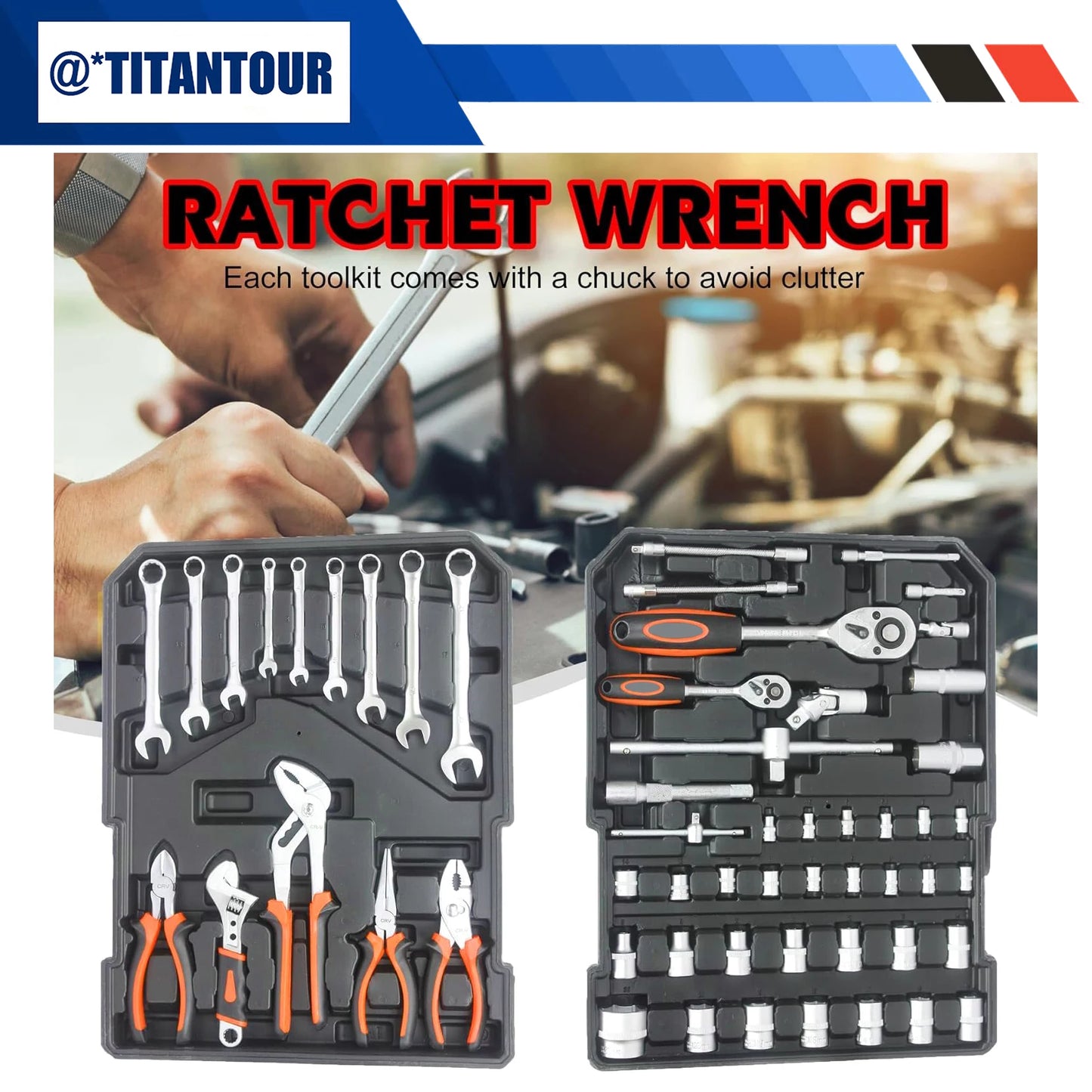 999-piece professional industrial repair tool set, automotive electrician mechanical household multifunctional, including wrench