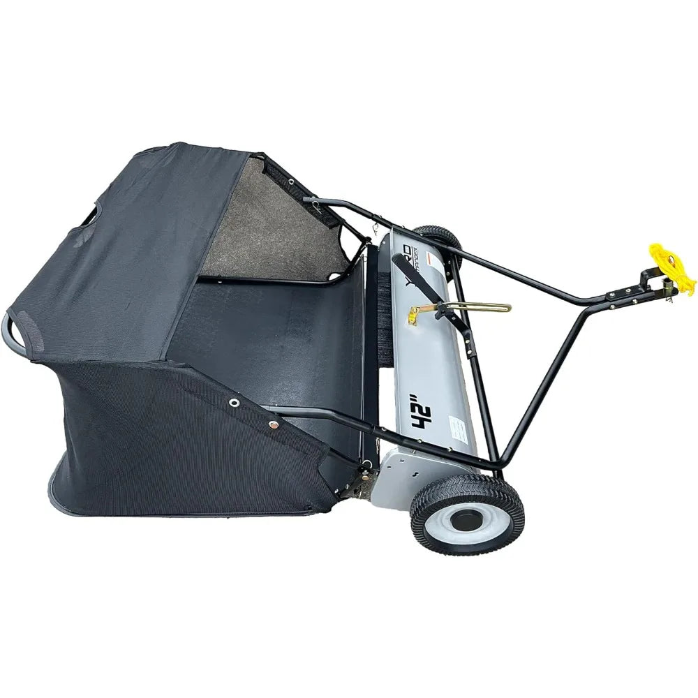 42-Inch Tow-Behind Lawn Sweeper, 10" Nylon Brushes, Universal Tractor/ATV Hitch, Never-Flat Wheels, Adjustable Height, 1-Year Wa