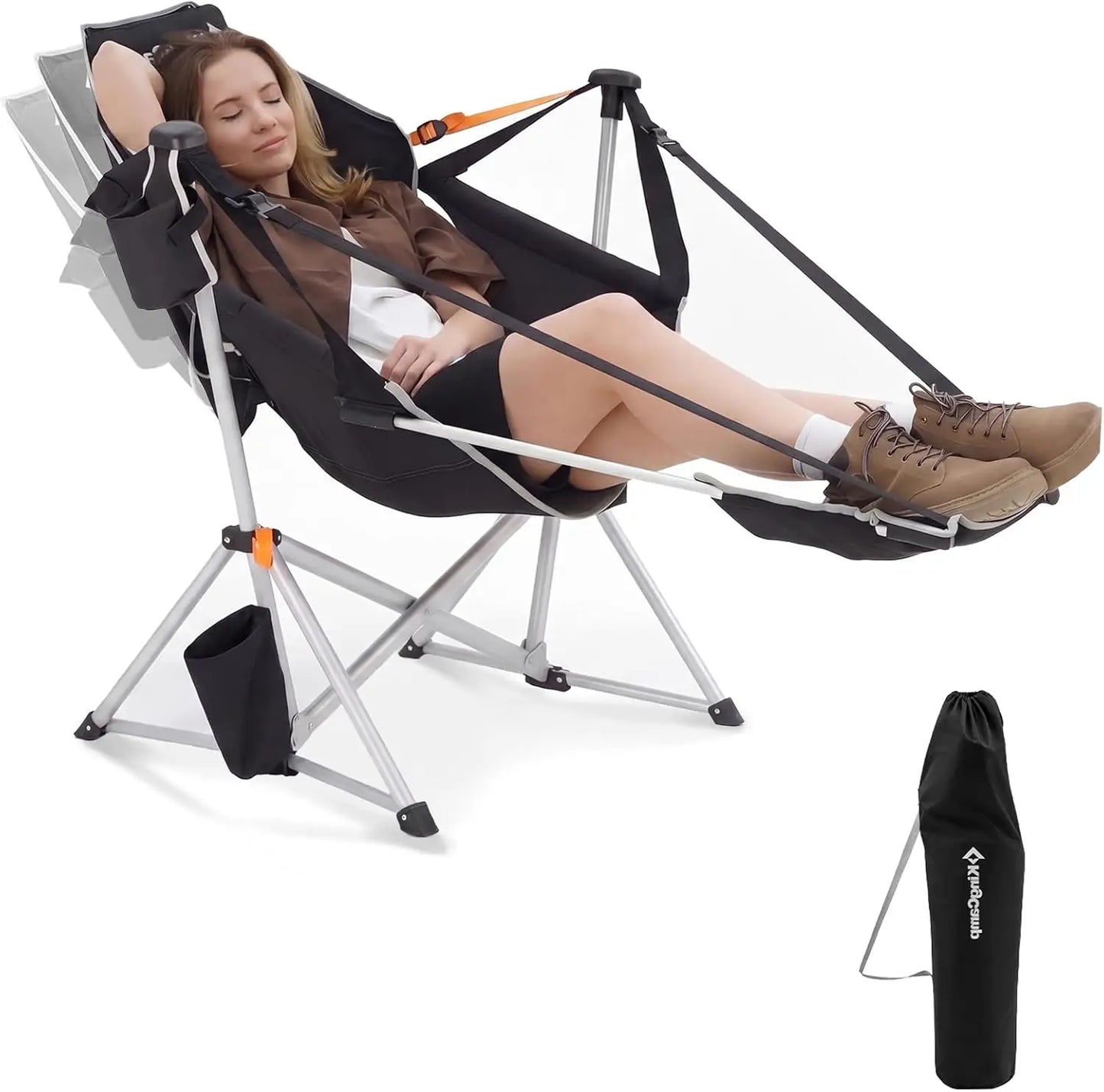 Hammock Chair with Footrest – Heavy Duty Swinging Rocking Camping Chairs for Adults up to 400lbs, Folding Portable Oversized Roc