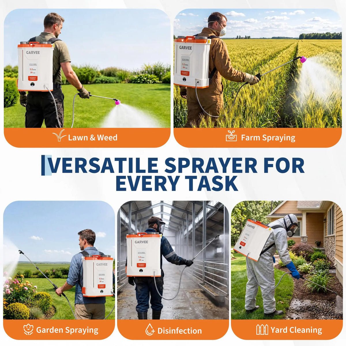 HiMISS Cordless Battery Powered Backpack Sprayer With Agitation System