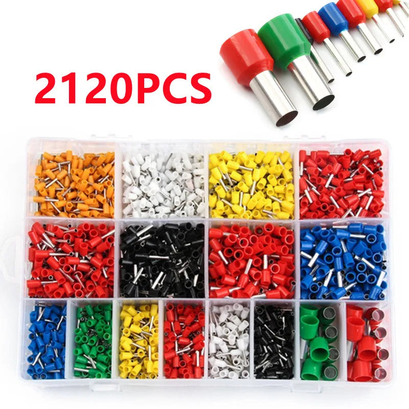 400-2120 Pcs Insulated Cord Pin End Terminal Bootlace Ferrules Kit Electrical Wire Copper Set VE Tubular Crimp Terminals Kit