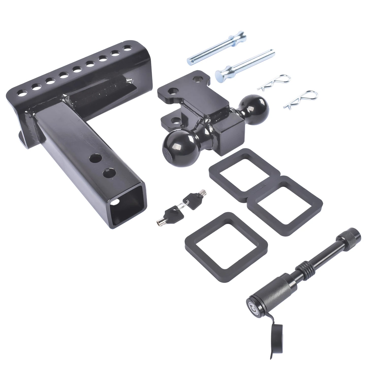 AP03 Adjustable Trailer Hitch for 2.5-Inch Receiver 6-Inch Drop/Rise, 2" & 2-5/16" Ball Hitches for Trucks, 22,000 LBS GTW, Trailer Hitches with Anti-Theft Pin