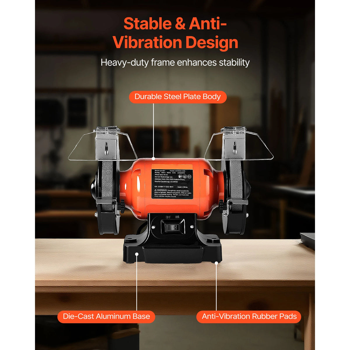 Succebuy Single Speed Bench Grinder With Induction Motor