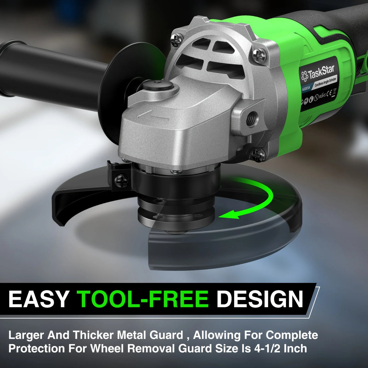TaskStar Cordless Angle Grinder With Two Batteries And Accessories