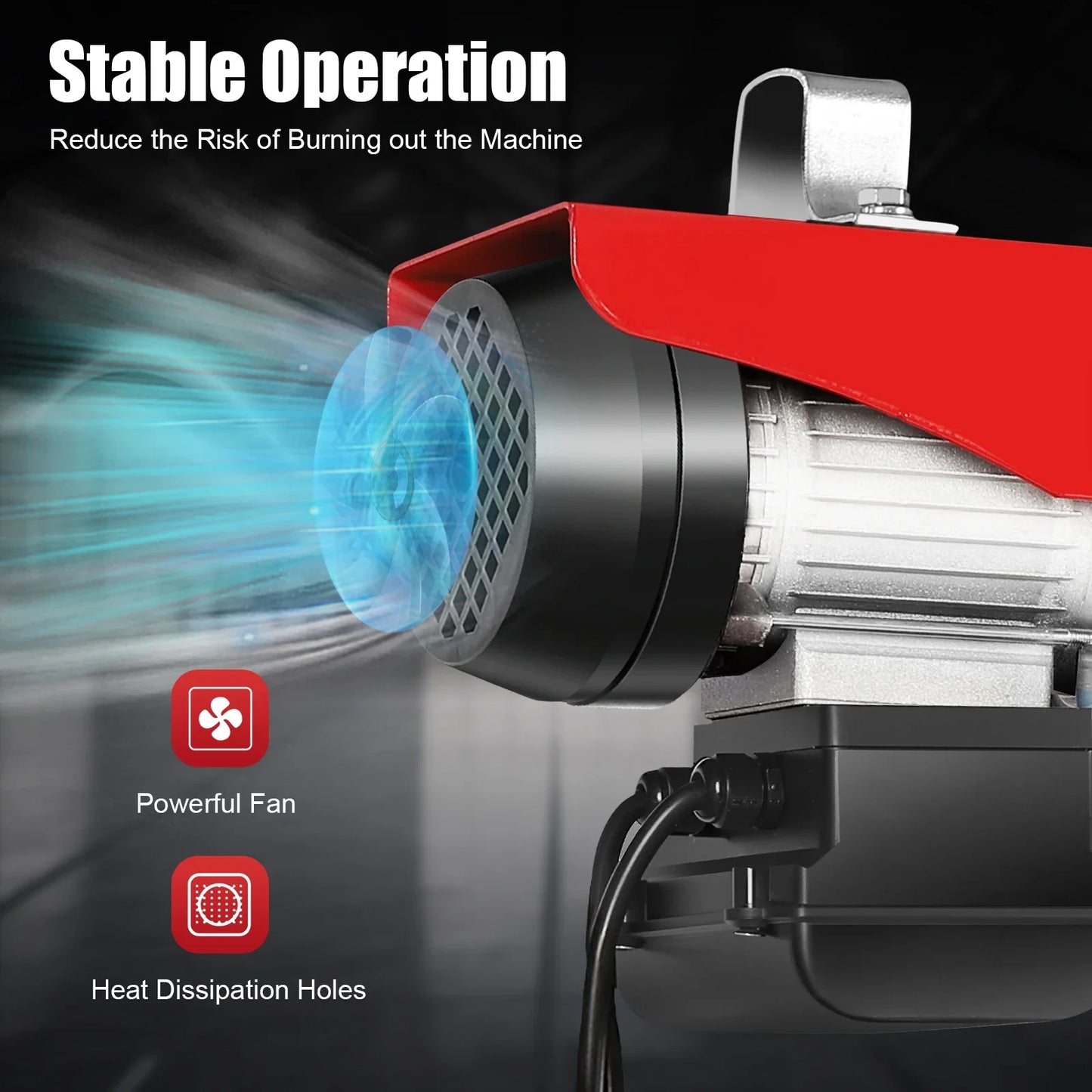 440LBS Electric Hoist Winch 110V Electric Winch with Wired Remote Control & Single/Double Slings Automatic Lift w/Emergency Stop