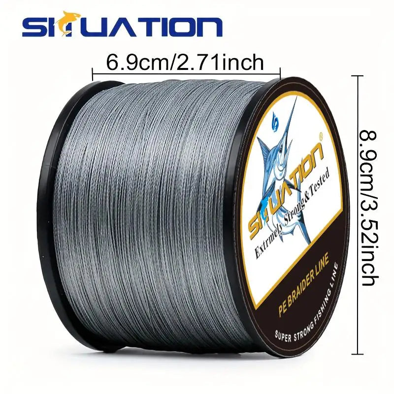 SIIUATIONA 300M/328YDS 500M/546YDS super strong fishing line, 4-strand multi thread PE wear-resistant braided line, 12 25 40 60 80 100 LB smooth long casting 100% Pe black braided fishing line, incredible super line zero stre