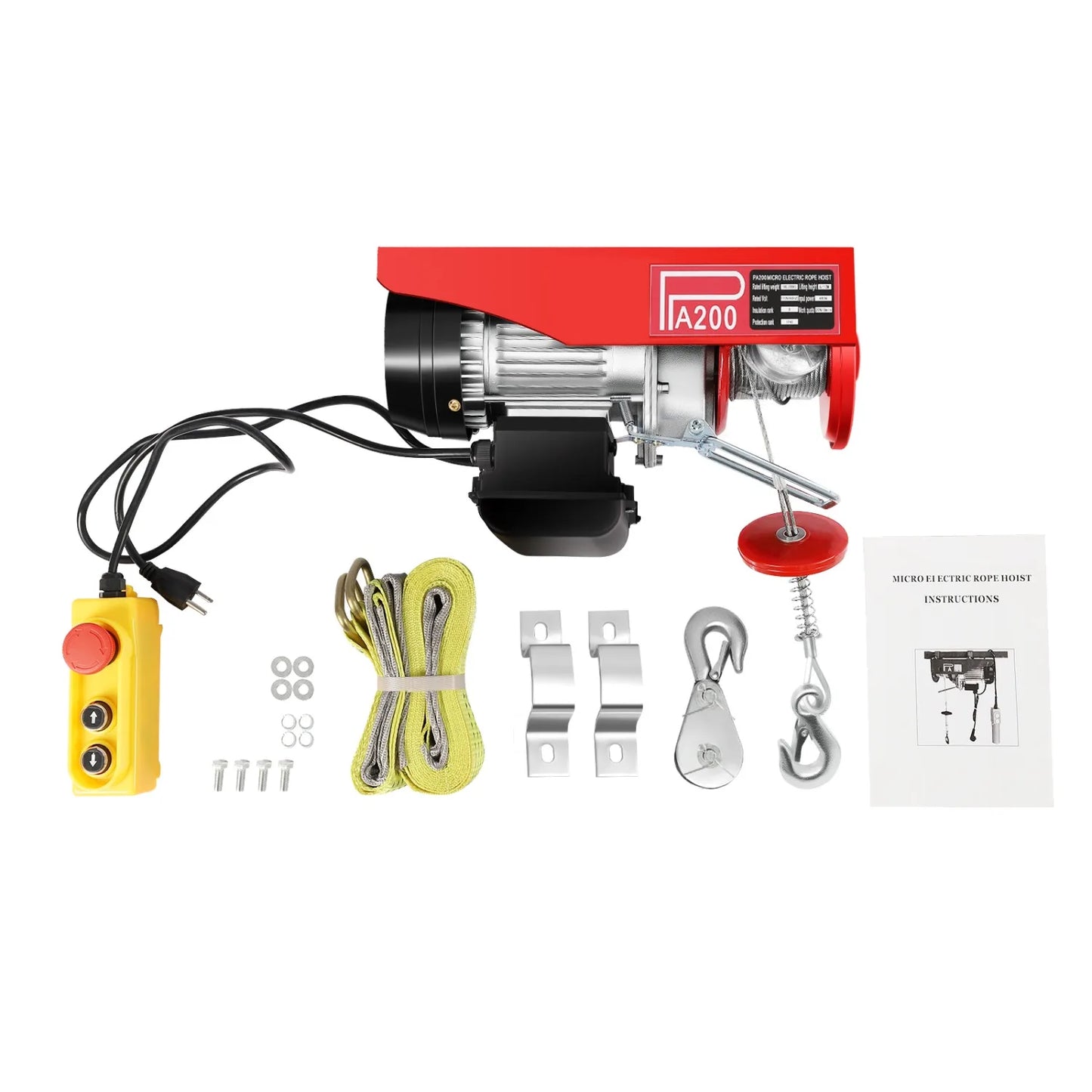 200kg (440LBS) Electric Hoist Winch with Remote Control - 110V Engine Crane for Garage, Workshop Lifting