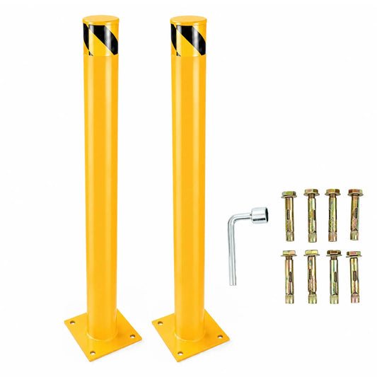 Q235 Steel Safety Bollard Post with Anchor Bolts for Driveways