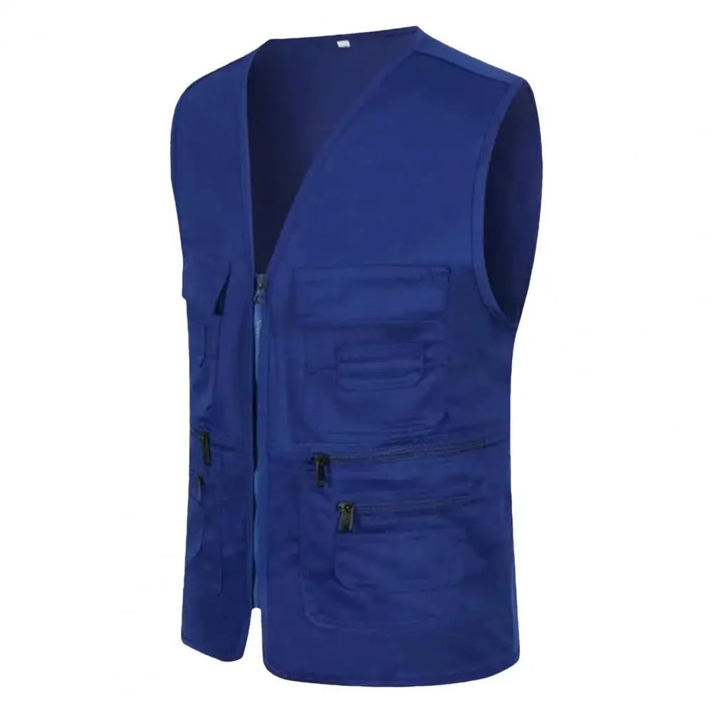 Men Vest Multi-Pocket Outdoor Waistcoat Casual Sleeveless Jacket Plus Size Slim Fit Outerwear Male Clothes Photographer Vest