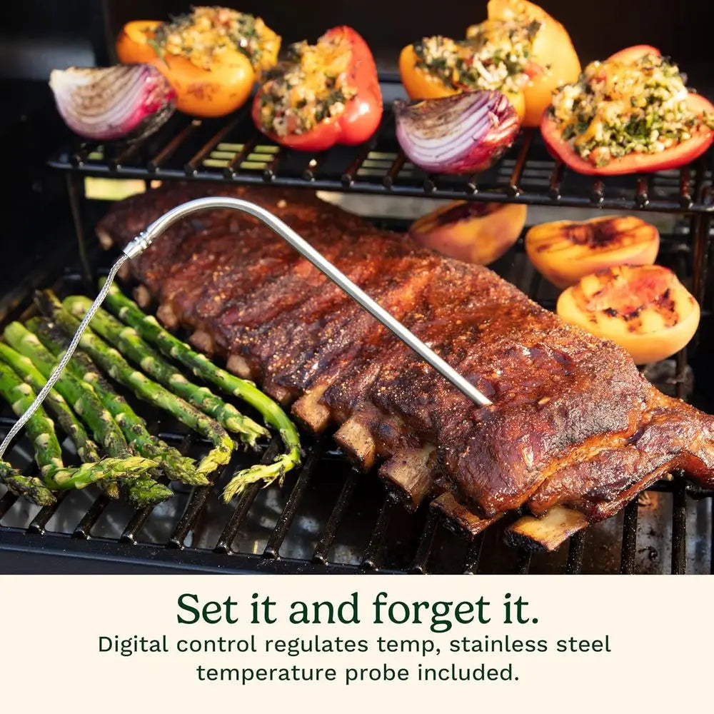 8-in-1 Portable Wood Pellet Grill and Smoker, Compact or RV, Taiates, Camping, and Backyard Cooking, Smoky lavor, tile Meat Smok