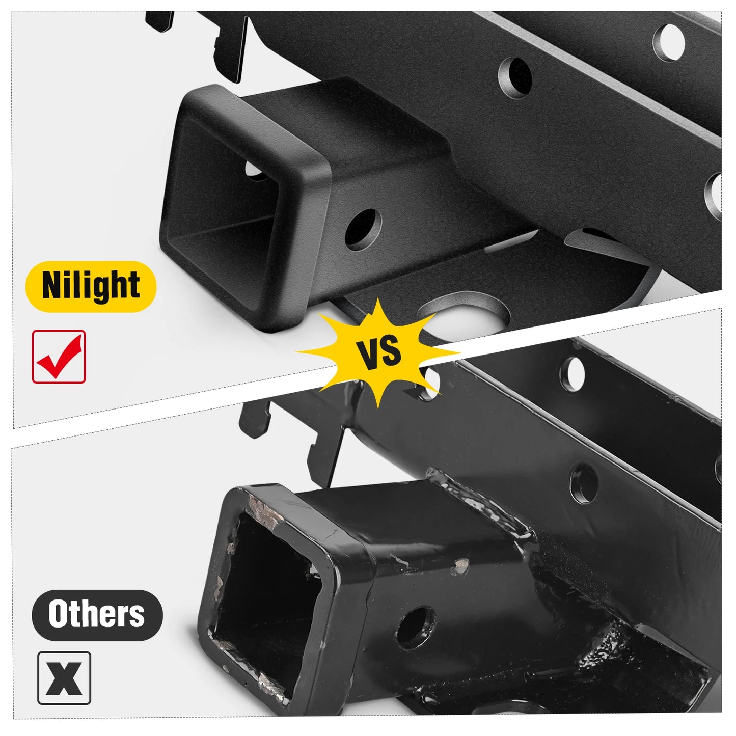 Nilight 2' Inch Rear Bumper Tow Trailer Hitch Receiver Kit, Compatible for 2007-2018 Jeep Wrangler JK 4 Door & 2 Unlimited, W/4-Pin Wiring Harness (Exclude JL Models)