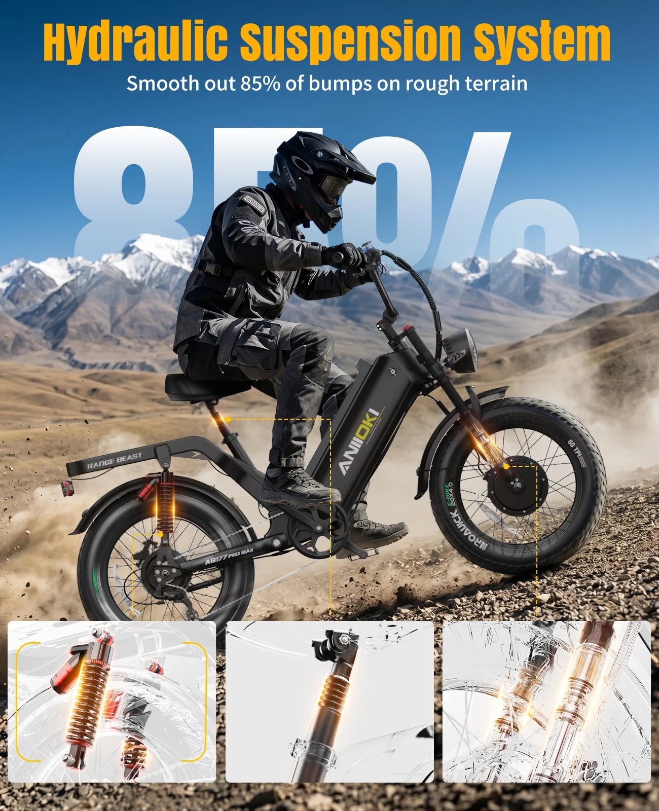 Aniioki E-Bike 2800 Dual Motor Electric Bike 52V 70AH AQ177 Pro Max Electric Bicycle Adult E-Bike