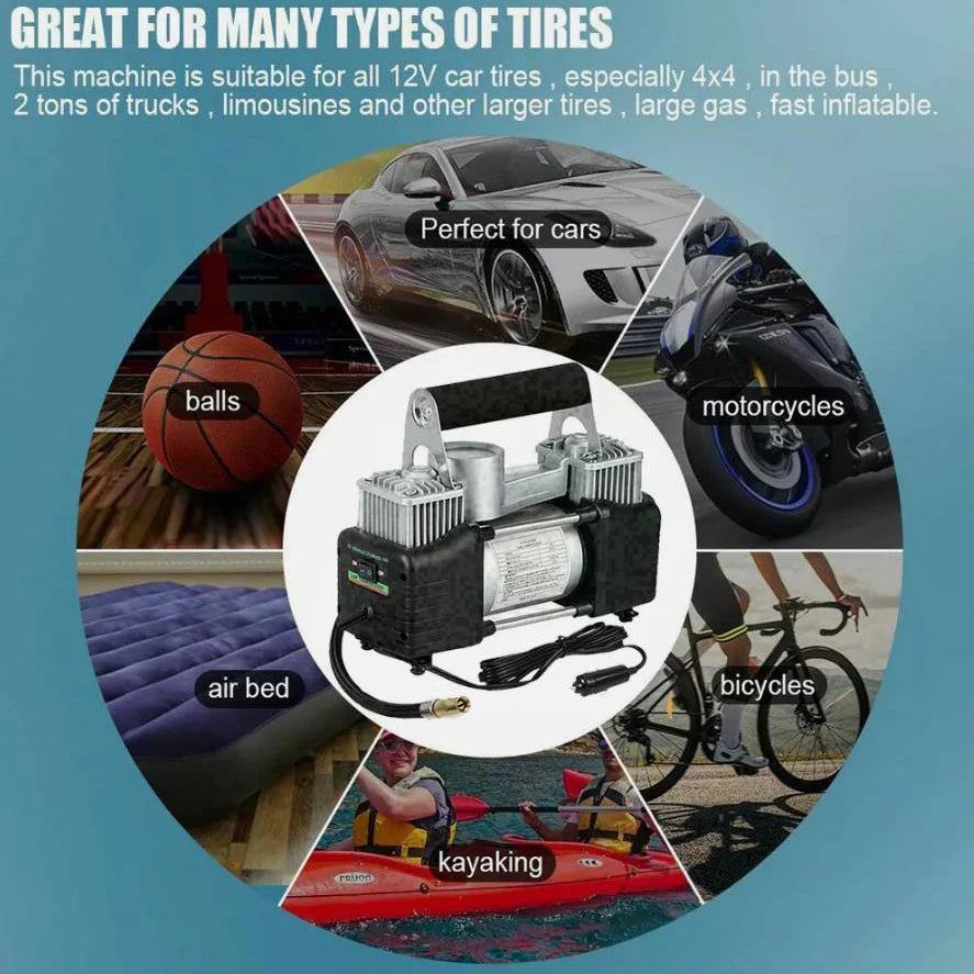 12V Heavy Duty 150PSI Portable Air Compressor Car Tire Inflator Electric Pump Auto For Car Motorcycle Bicycle Balls