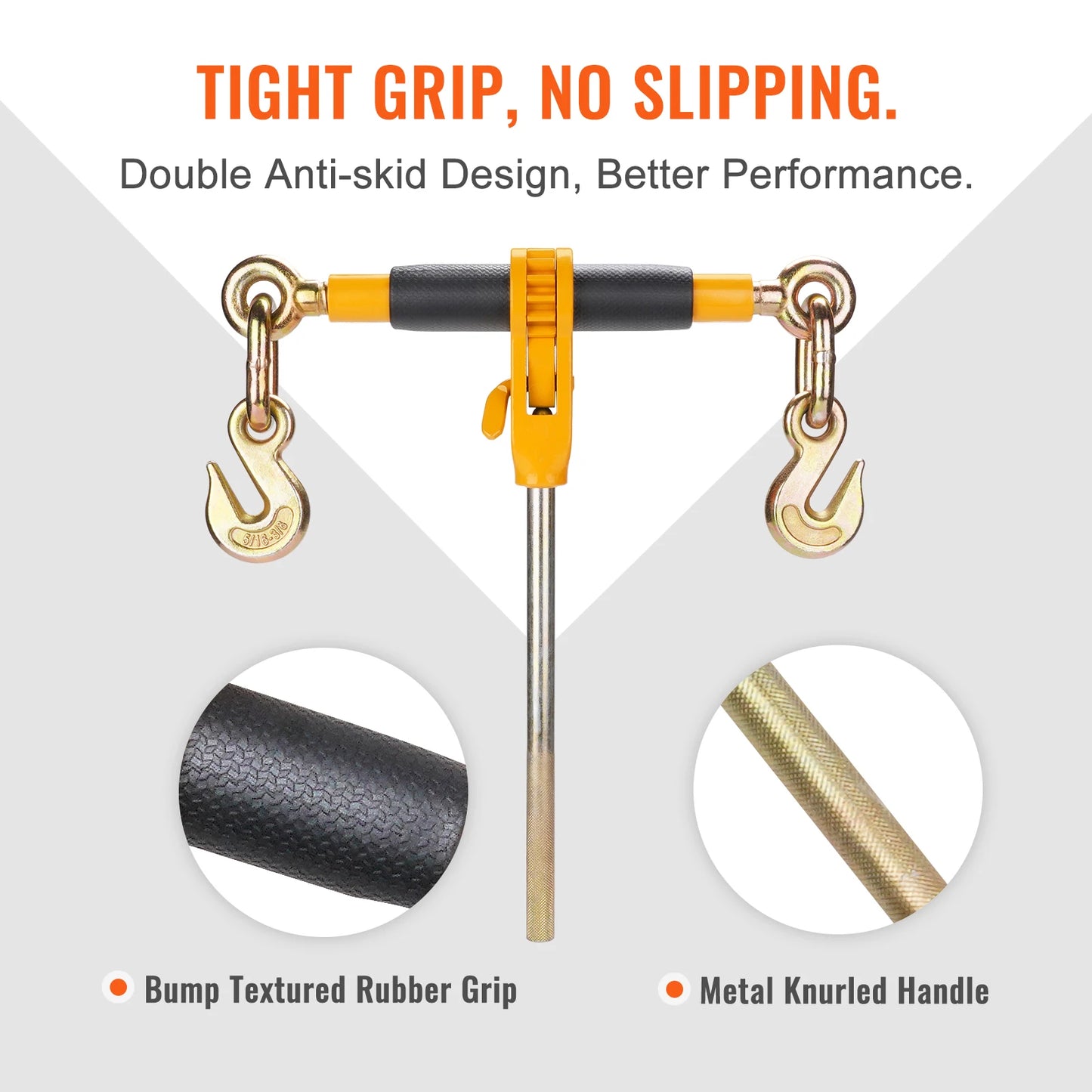SucceBuy Heavy Ratchet Chain Binder Tie Down Hauling Load Strap with Detachable Hook Antiskid Handle for Flatbed Truck Trailer