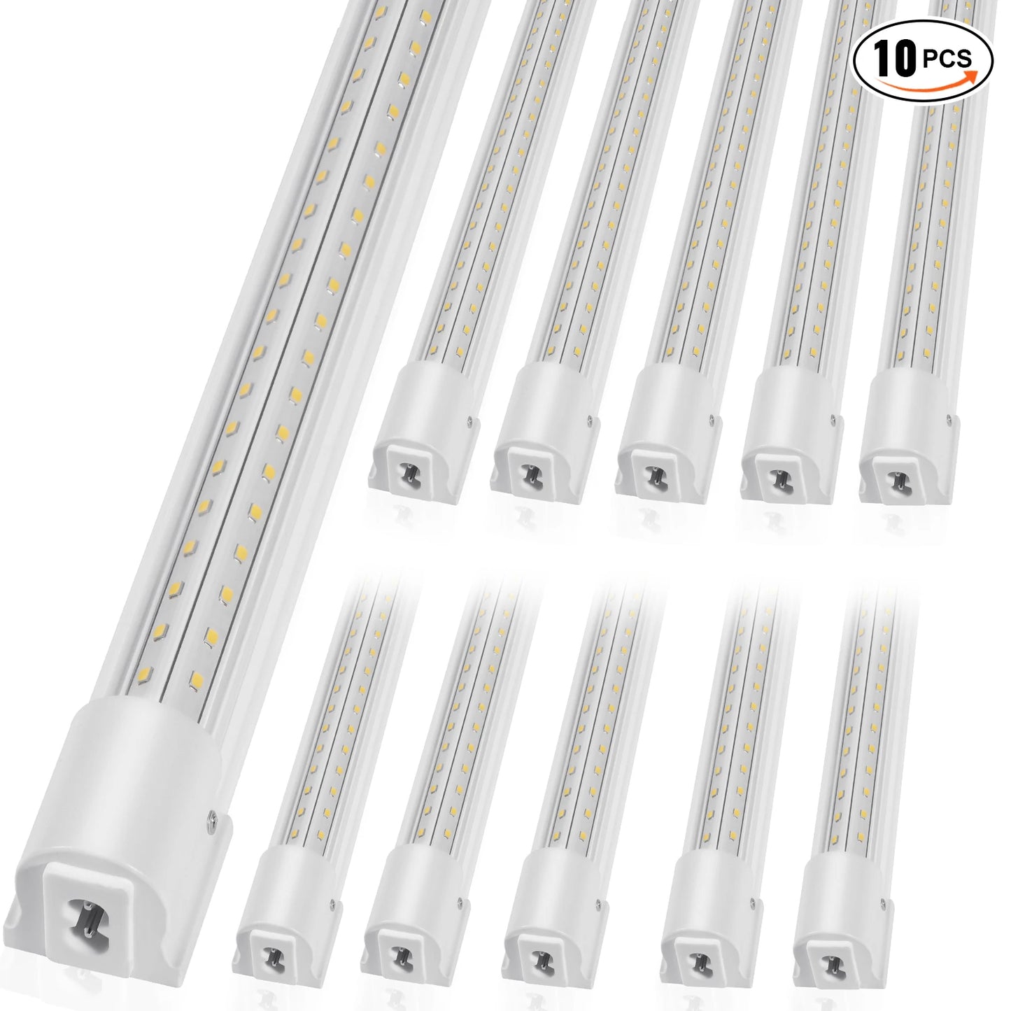 SucceBuy 10Pack LED Shop Light 4/8FT 40/80W  59in Power Cords Switch 48in Connector Cables for Garage Warehouse Home and Office