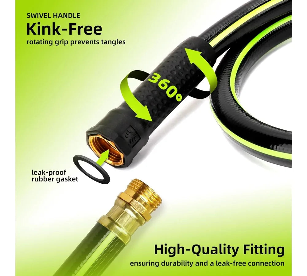 50ft Flexible Garden Hose No Kink Leakproof Lightweight PVC Water Pipe for Yard Household