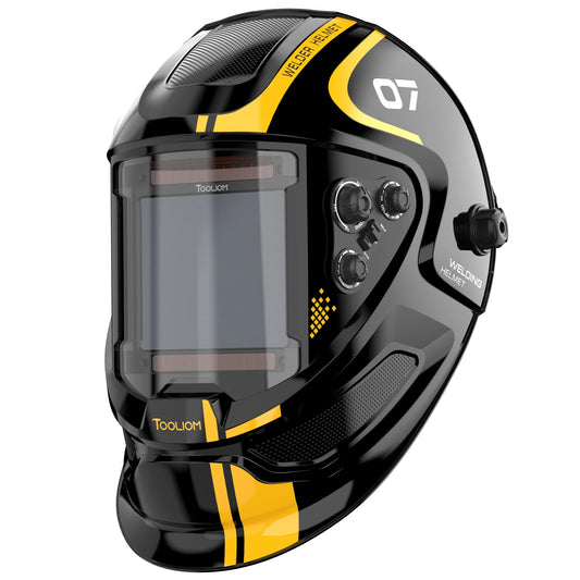 TOOLIOM 3.94x3.66 Welding Helmet Auto Darkening Solar Powered Shade 4/5-9/9-13 Welder Helmet for TIG MIG Stick Cut Grind