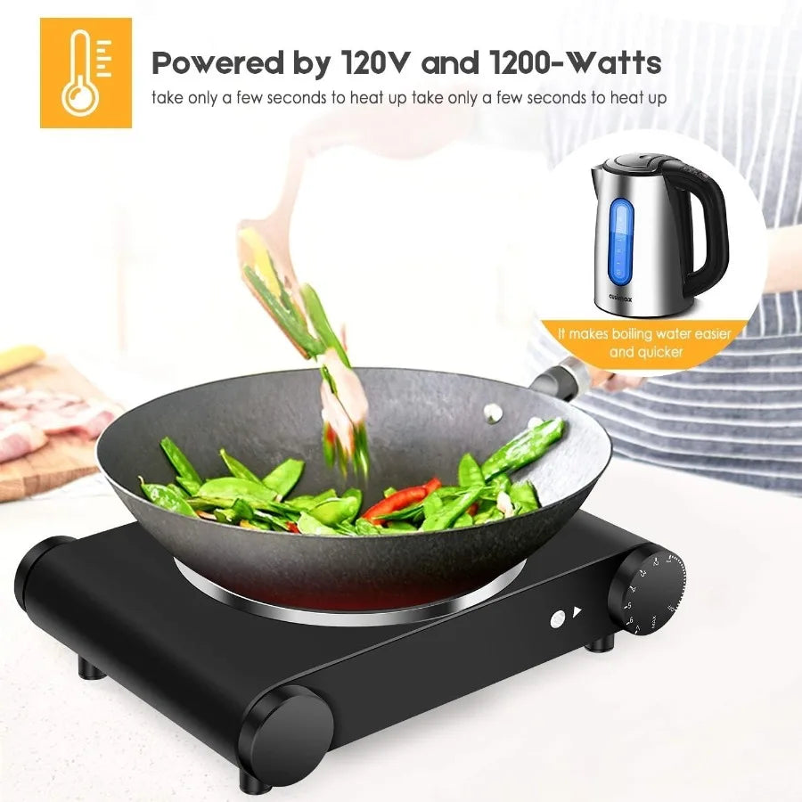 1200W Infrared Single Burner Electric Hot Plate Fast Heating Energy Efficient 7 Inch Ceramic Glass Portable Electric Stove with