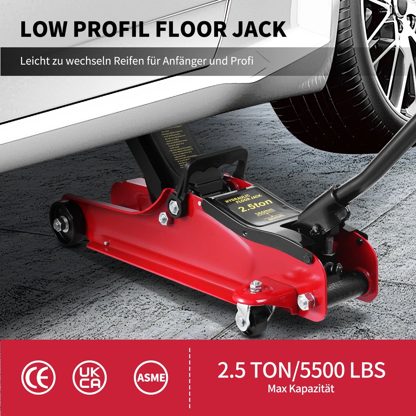 Steel Floor Jacks 5500lbs Car Trolley Jacks Hydraulic Jacks For Car And Lorry Repairs