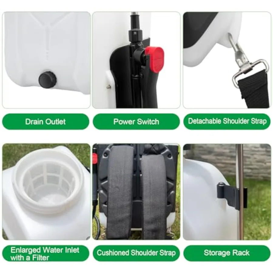 Battery Powered Backpack Sprayer With Telescopic Wand And Trigger Lock