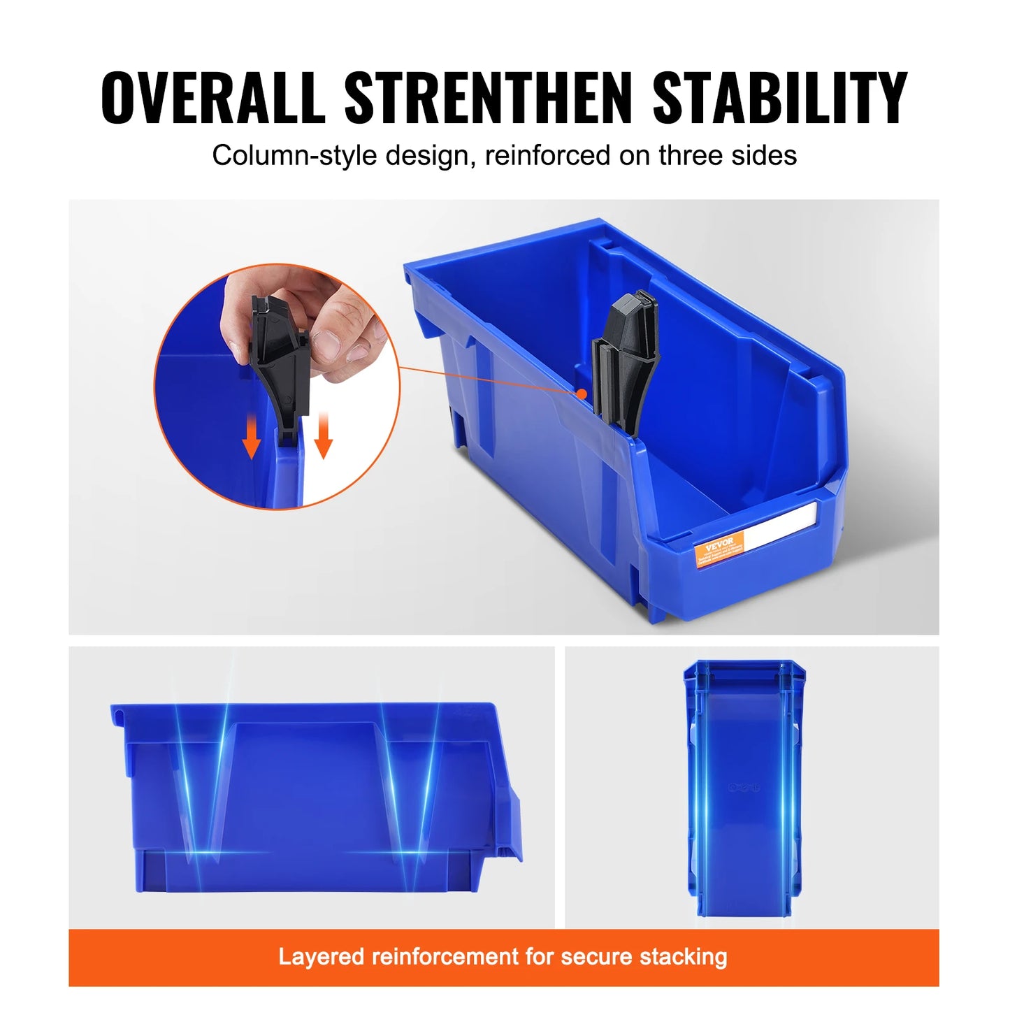 SucceBuy Parts Bin 12pcs 5x4*3inch Blue/Red Stackable Plastic Garage Tool Storage Box Container Organizer Bin  for Closet Garage