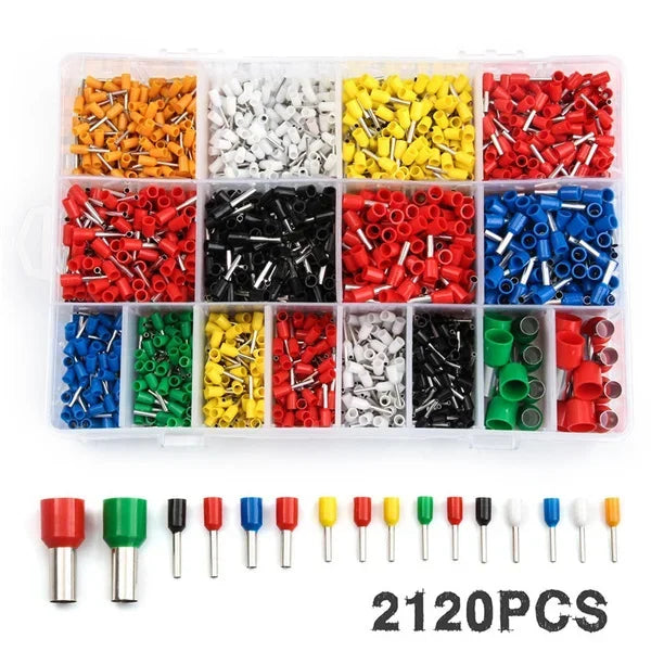 400-2120 Pcs Insulated Cord Pin End Terminal Bootlace Ferrules Kit Electrical Wire Copper Set VE Tubular Crimp Terminals Kit