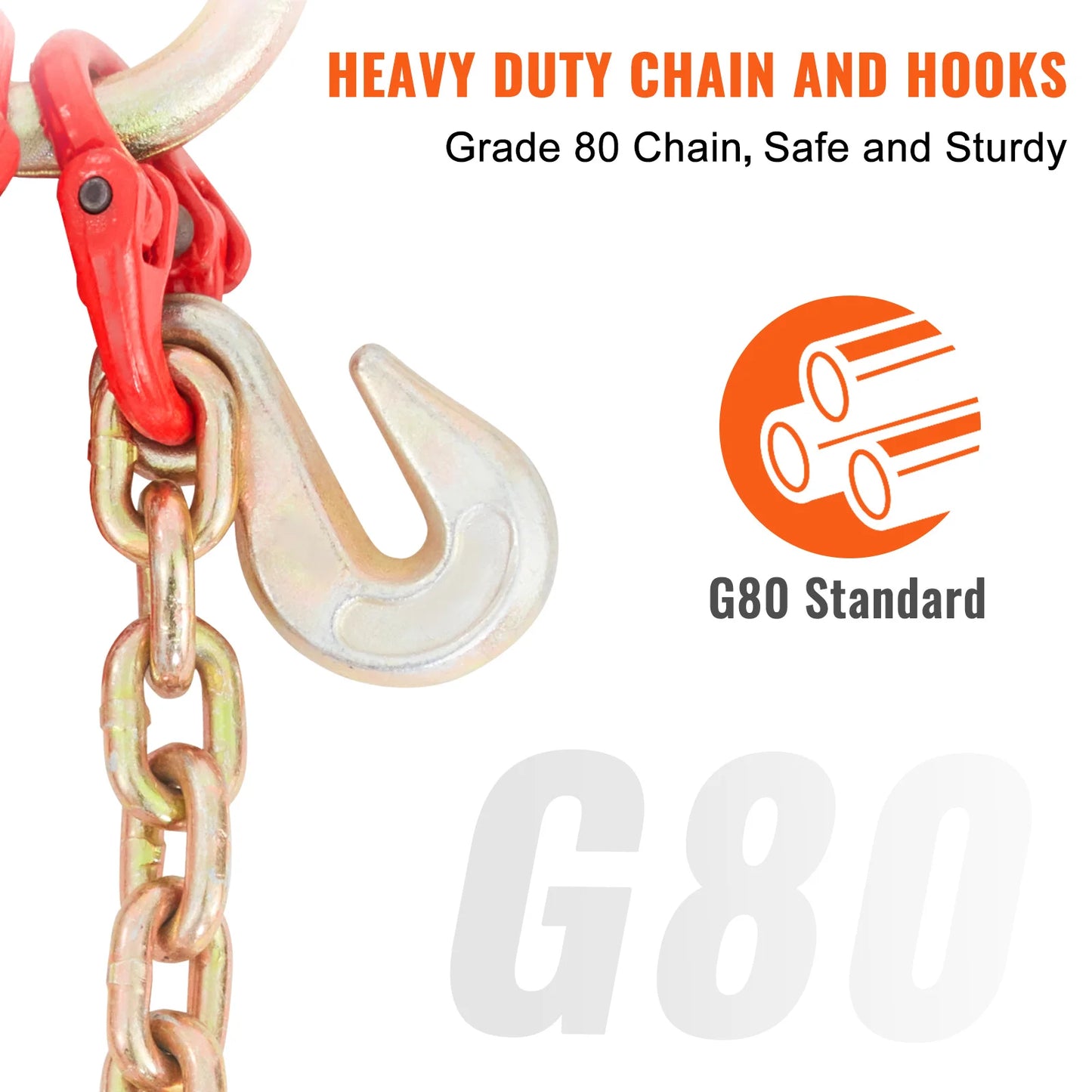 SucceBuy V-Chain Tow Chain Bridle 9620lbs Working Load Limit 5/16''x3' G80 with RTJ Cluster Hooks & D-Shackle for Lifting Moving
