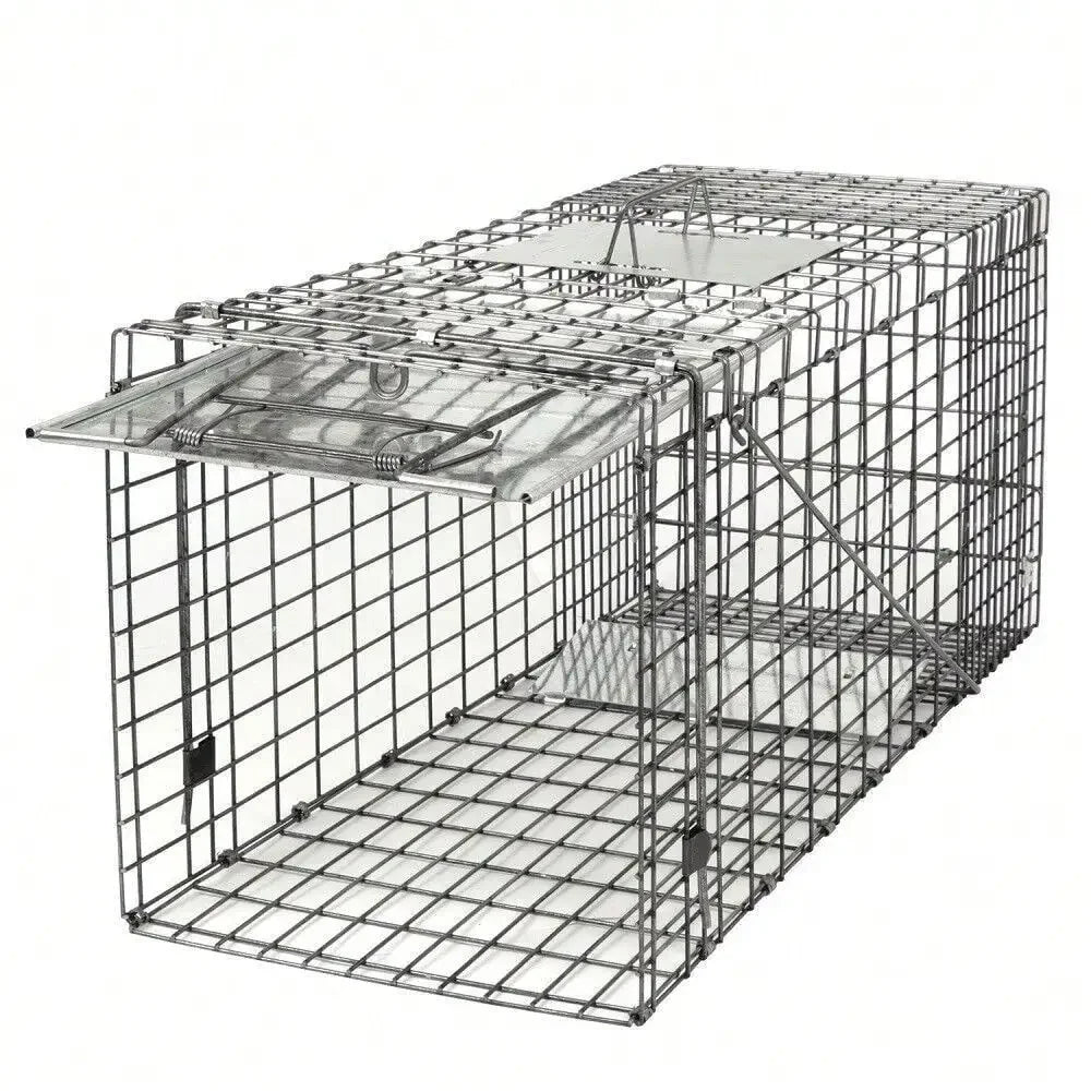 2X Live Animal Trap Cage 32" Steel Cage Raccoon Rat Cage w/Iron Door For Rodent