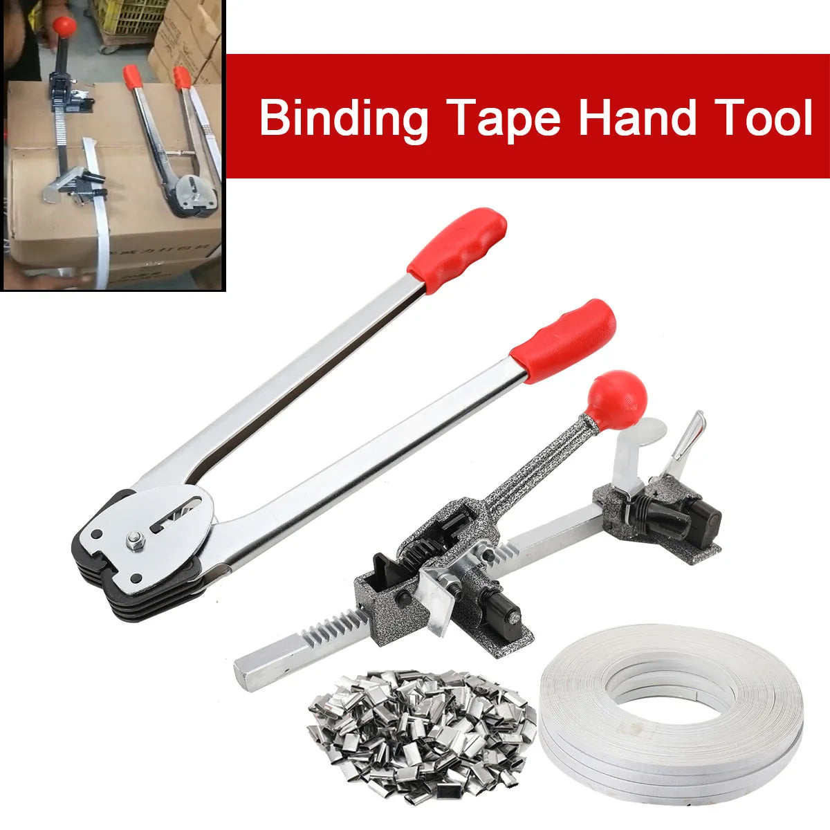 Strapping Sealer + Strapping Tensioner Manual Encapsulator Packaging Plier Strapping Machine Pallet Packing Strapping Kit