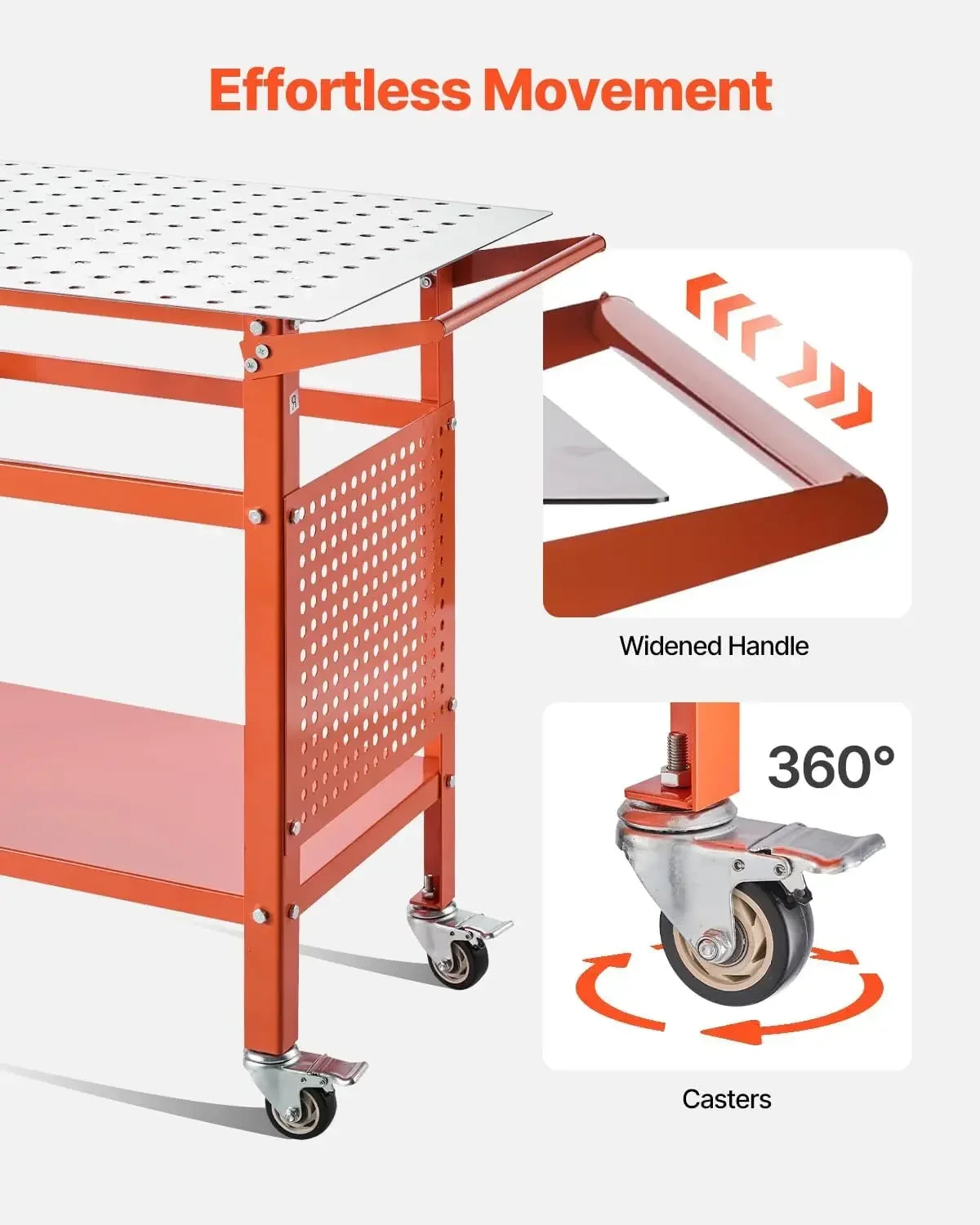 BestsellerWelding Table, 40" x 24" Welding Workbench Table with 800LBS Static Weight Capacity, Movable Steel Work Bench with 4 W