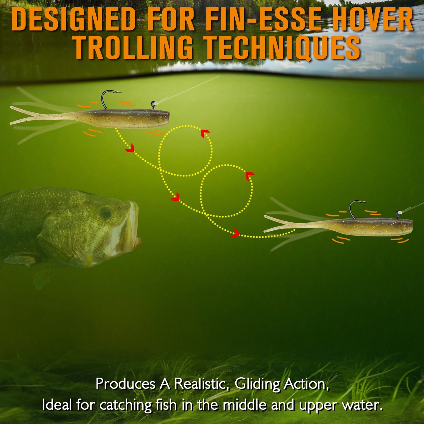 15PCS Hover Rig Jighead Swimbait Jig Heads for Bass Fishing Bass Hooks 1/0 Hover Strolling Rig Kit Fishing Jig Heads1/16OZ 1/8OZ