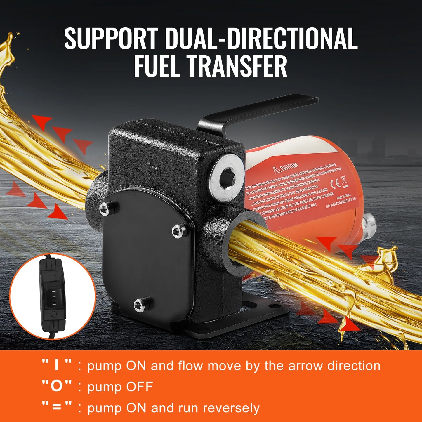 SucceBuy Fuel Transfer Pump 12V DC 5GPM / 8GPM / 12GPM Portable Type Electric Diesel Transfer Pump for Diesel Methanol Blends