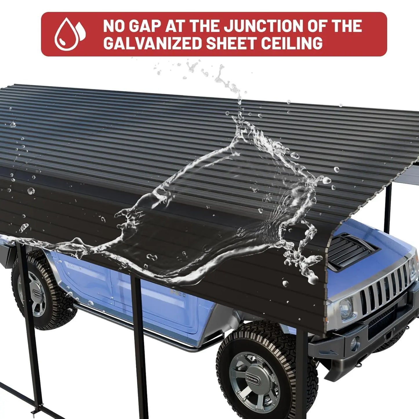 10x15FT Heavy Duty Metal Carport Galvanized Steel Roof Frame Canopy Shelter for Car Truck SUV Boat, Customized
