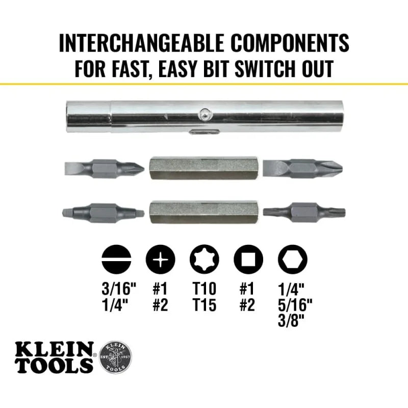 11 - in - 1 Screwdriver & Nut Driver Set: 8 Bits (Phillips/Slotted/Torx/Square) + 3 Nut Sizes, Cushion Grip Handle