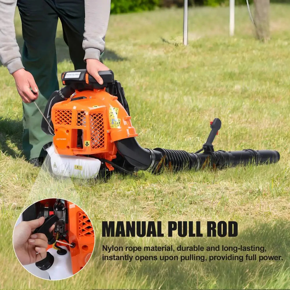 2-Stroke  Backpack Leaf Blower, 80CC 900CFM Engine Gas Leaf Blower,High Strength Gas PoweredSnow Blower Powerful Engine, Orange