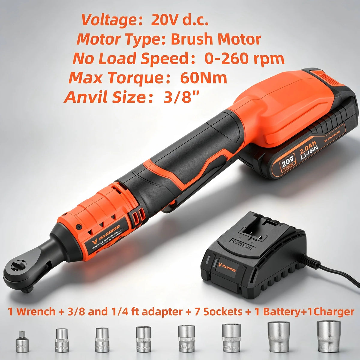 Parrior Cordless Ratchet Wrench Set With Sockets And Charger