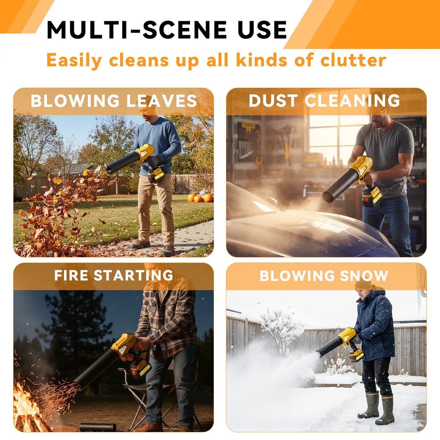 XYSD Cordless Leaf Blower, Turbo Jet Blower, Handheld Leaf Blower with 2x4500mah Batteries, for Patio Cleaning, Leaves,Dust