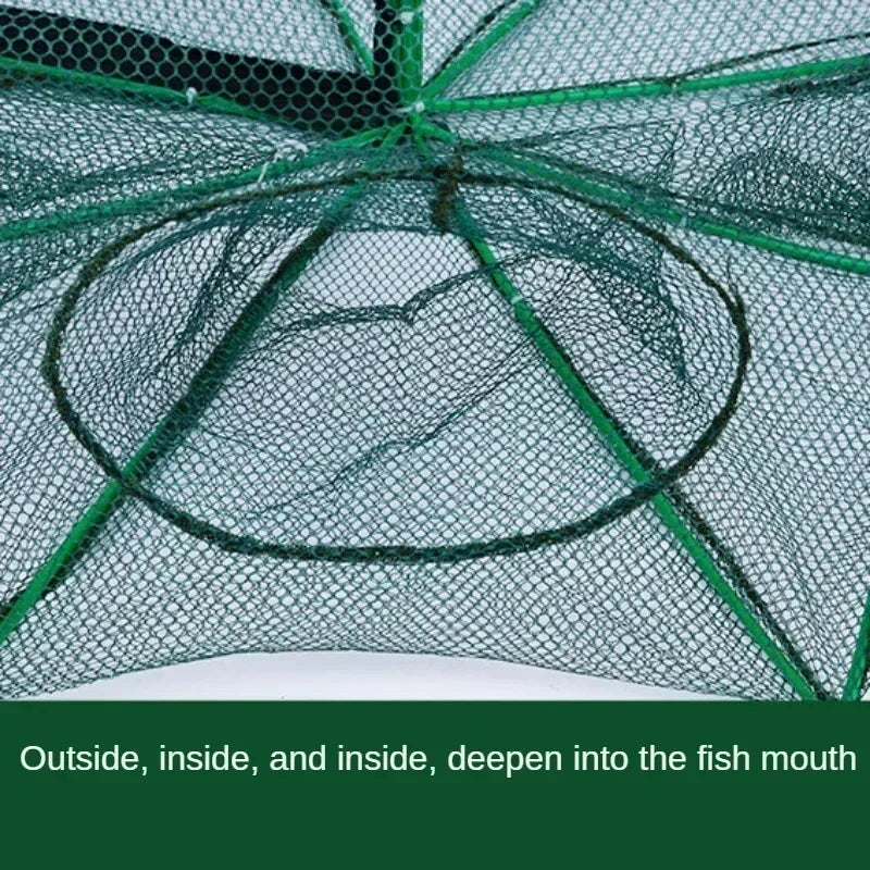 Fishing Net Mesh Folded Hexagon Octagon 8 Hole Hand Fishing Net Casting Nets Crayfish Shrimp Catcher Tank Trap Cage Mesh Tool