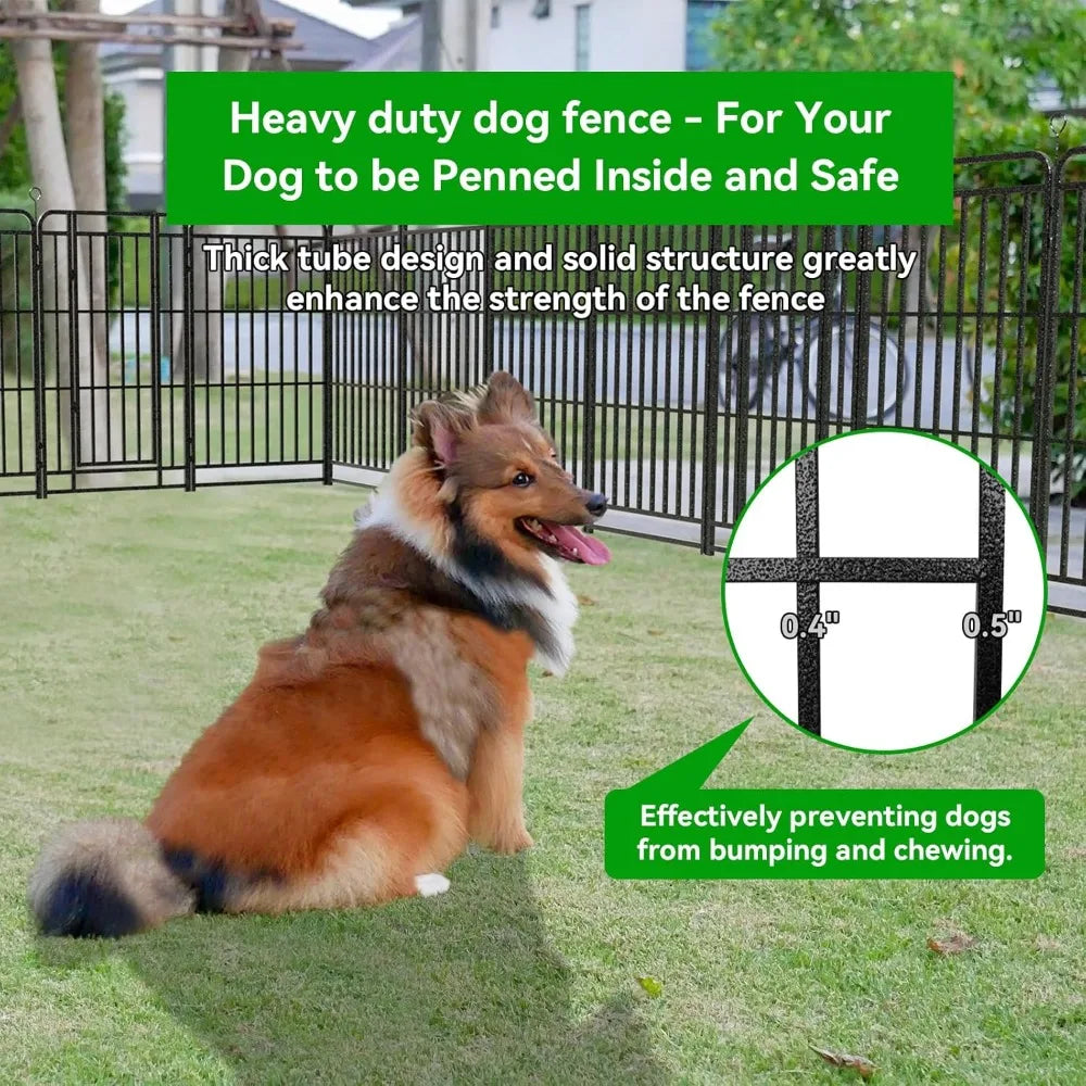 Heavy Duty Dog Playpen 12 Panels 47" Height, Square Steel Pipe Reinforced Crossbars, 27ft 57sqft Portable Fence Yard RV Camping
