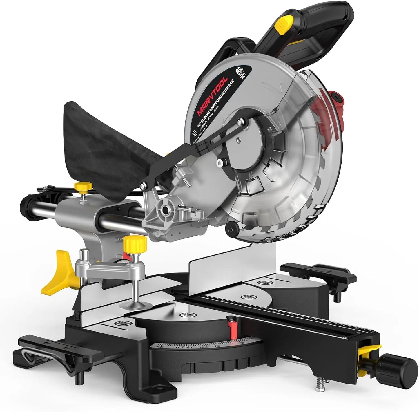 10/12 Inch Single/Dual-Bevel Sliding Compound Miter Saw, 5000/3800RPM, 0-45°, 15 Amp, 36T Blade Precision Cutting Power Saw
