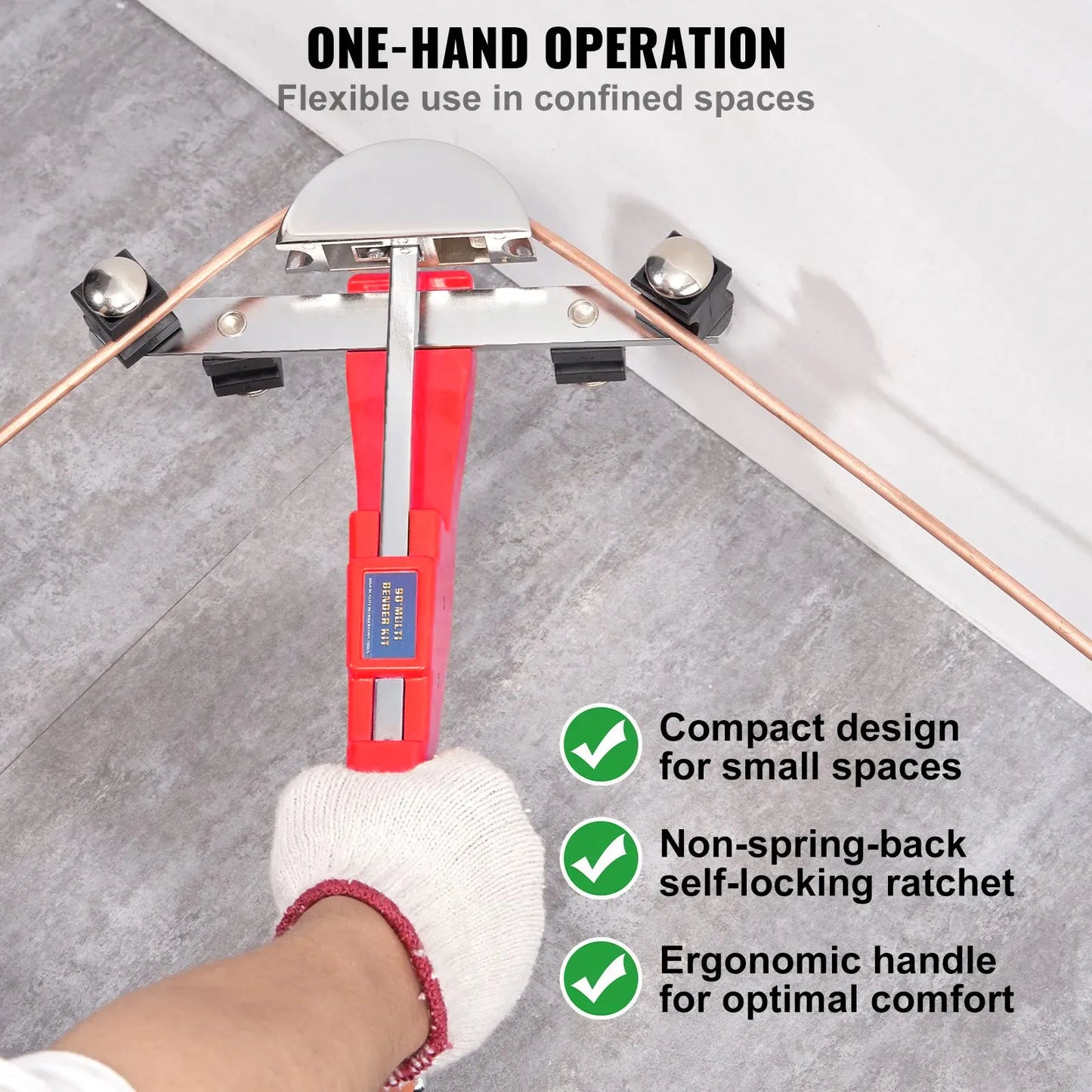 SIHAO Ratcheting Tube Bender 1/4"-7/8" OD, 90° Forward/Reverse Bending Tool with 7 Dies for Copper, Aluminum & Steel Pipes
