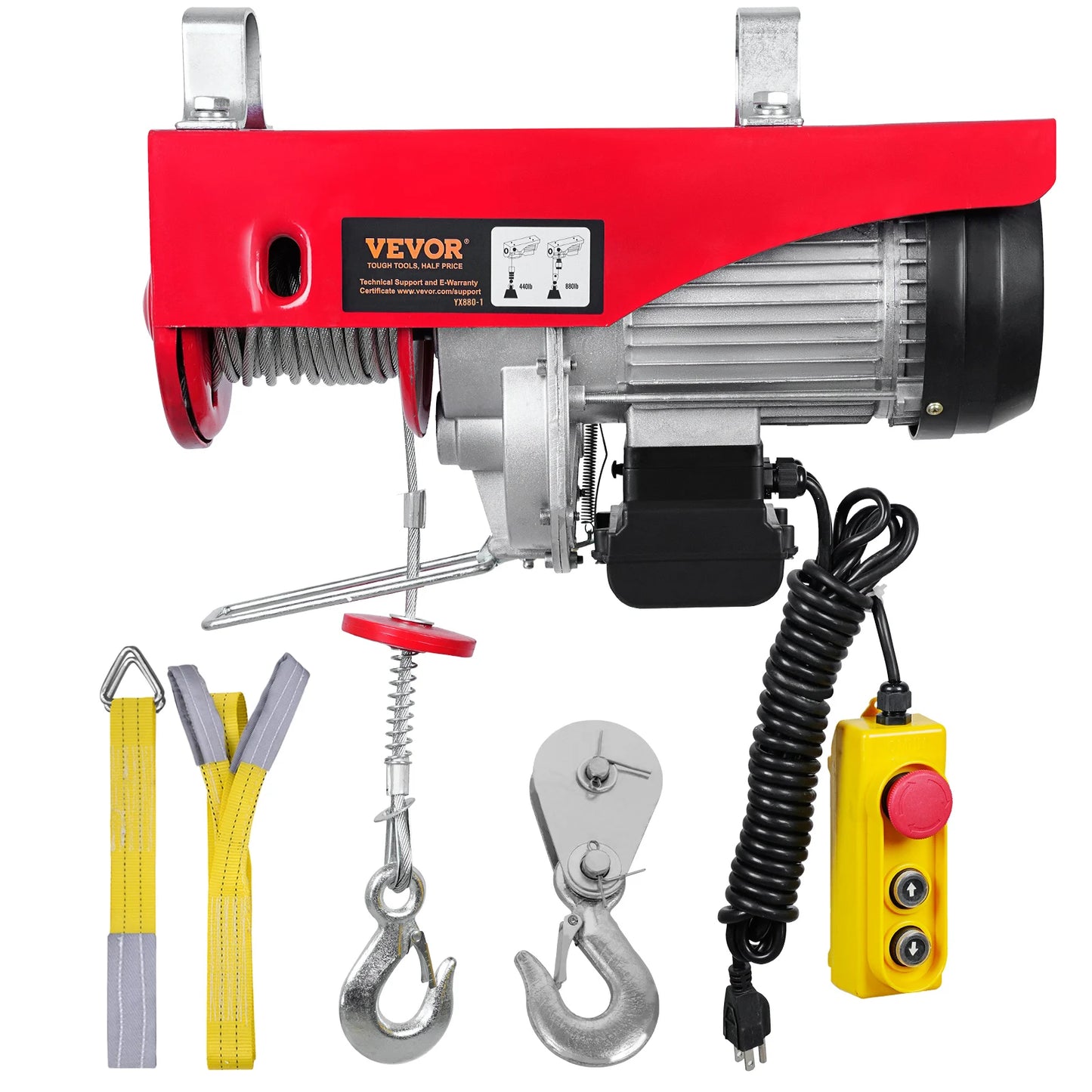 SucceBuy 200-800kg Electric Hoist with Wired/Wireless Remote Control Lifting Crane Cable Hoist Winch for Boat Garage Elevator