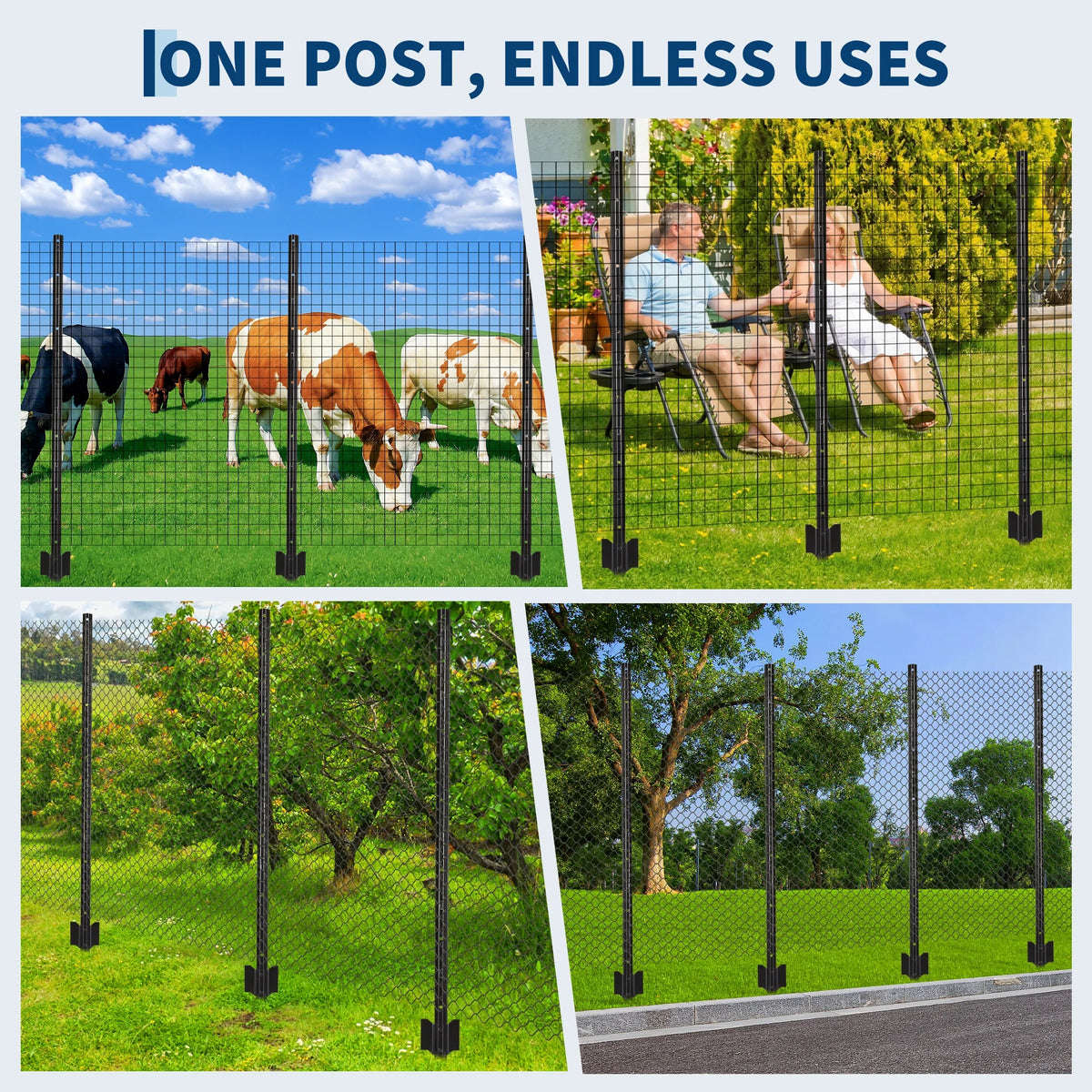 HiMISS Steel U-Channel Fence Posts With Clips And Zip Ties