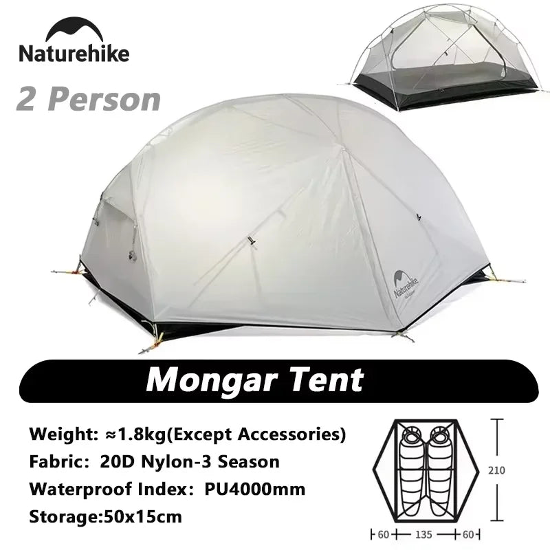 Naturehike Mongar Ultralight Waterproof Backpacking Tent For Camping And Hiking