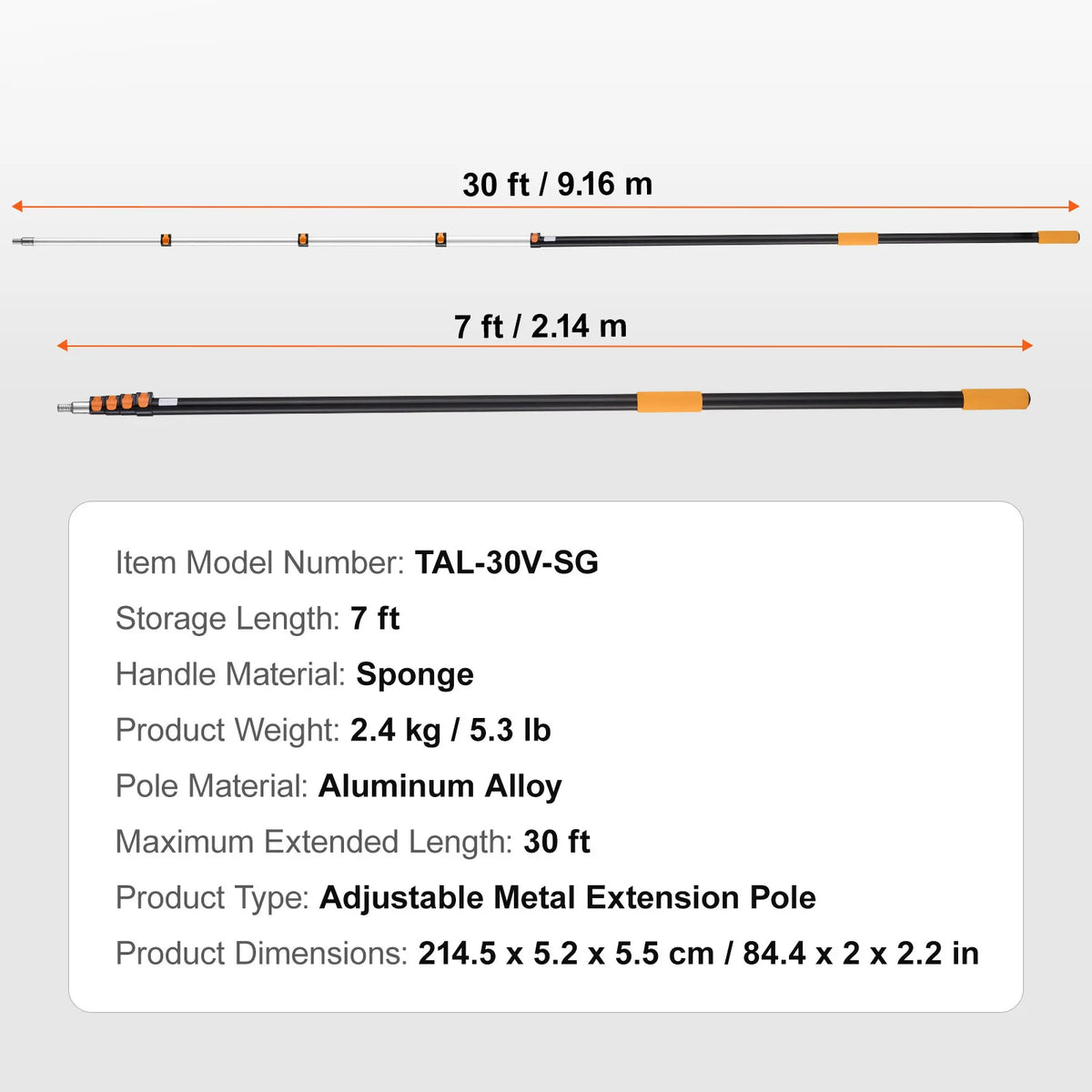 SucceBuy Telescopic Extension Pole Multi-Purpose Extendable Pole Sturdy Aluminum Alloy Paint Pole Extension Reach Roller Stick