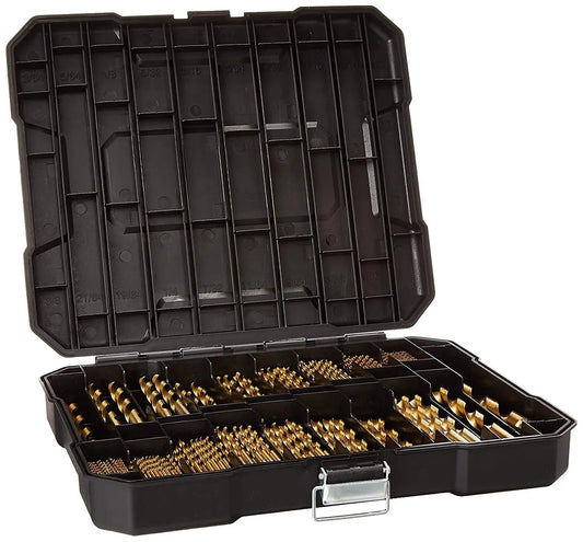 230-Piece Titanium Drill Bit Set, 135° Tip for Wood, Metal, Plastic & Fiberglass, Hard Case Included