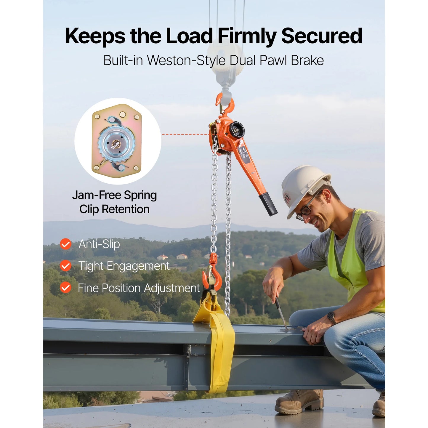 SucceBuy Manual Lever Chain Hoist 1-1/2T / 3T / 6T  Capacity Come Along 10FT/ 20FT Lift G80 Alloy Steel Chain 360°Rotating Hooks