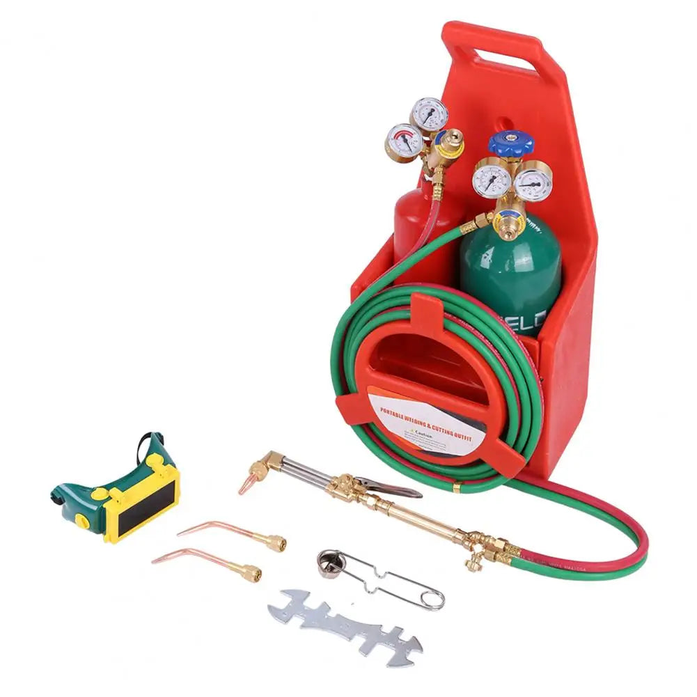 Welder Welding Torch Kit Long Pipe Brass Nozzle Gauge Oxygen Acetylene, Gas Cylinder Welding Cutting Torch Set Soldering