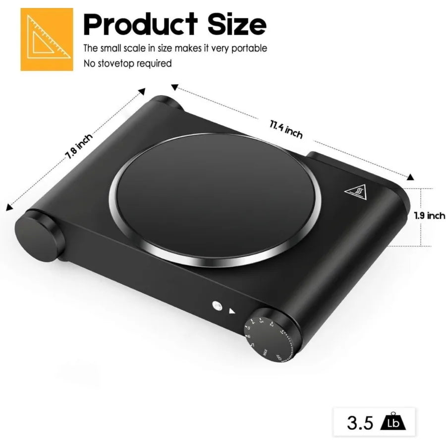 1200W Infrared Single Burner Electric Hot Plate Fast Heating Energy Efficient 7 Inch Ceramic Glass Portable Electric Stove with