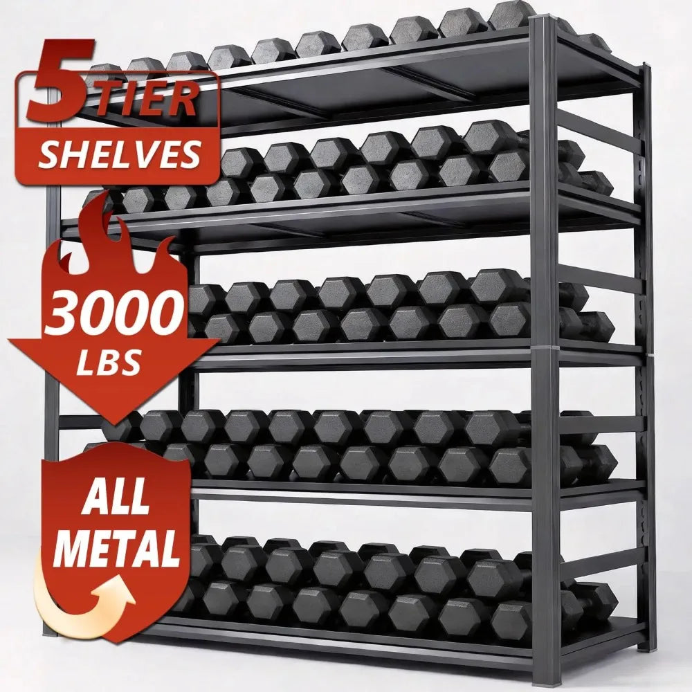 Adjustable 5-Tier Garage Shelving, Heavy Duty Steel Storage Shelves, High Load Capacity Shelf, Ideal for Garage,, Customized
